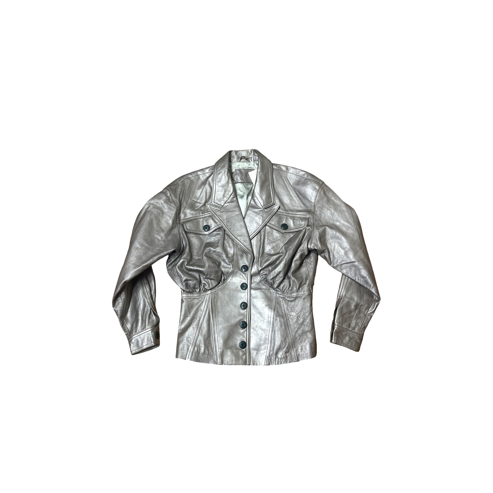 80's Rue Royale Silver Leather Jacket