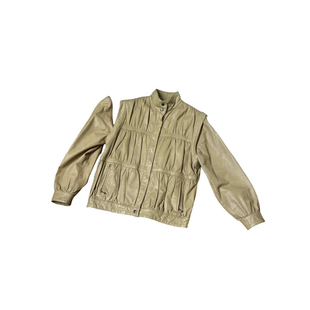 Max Mara Ruched Leather Bomber
