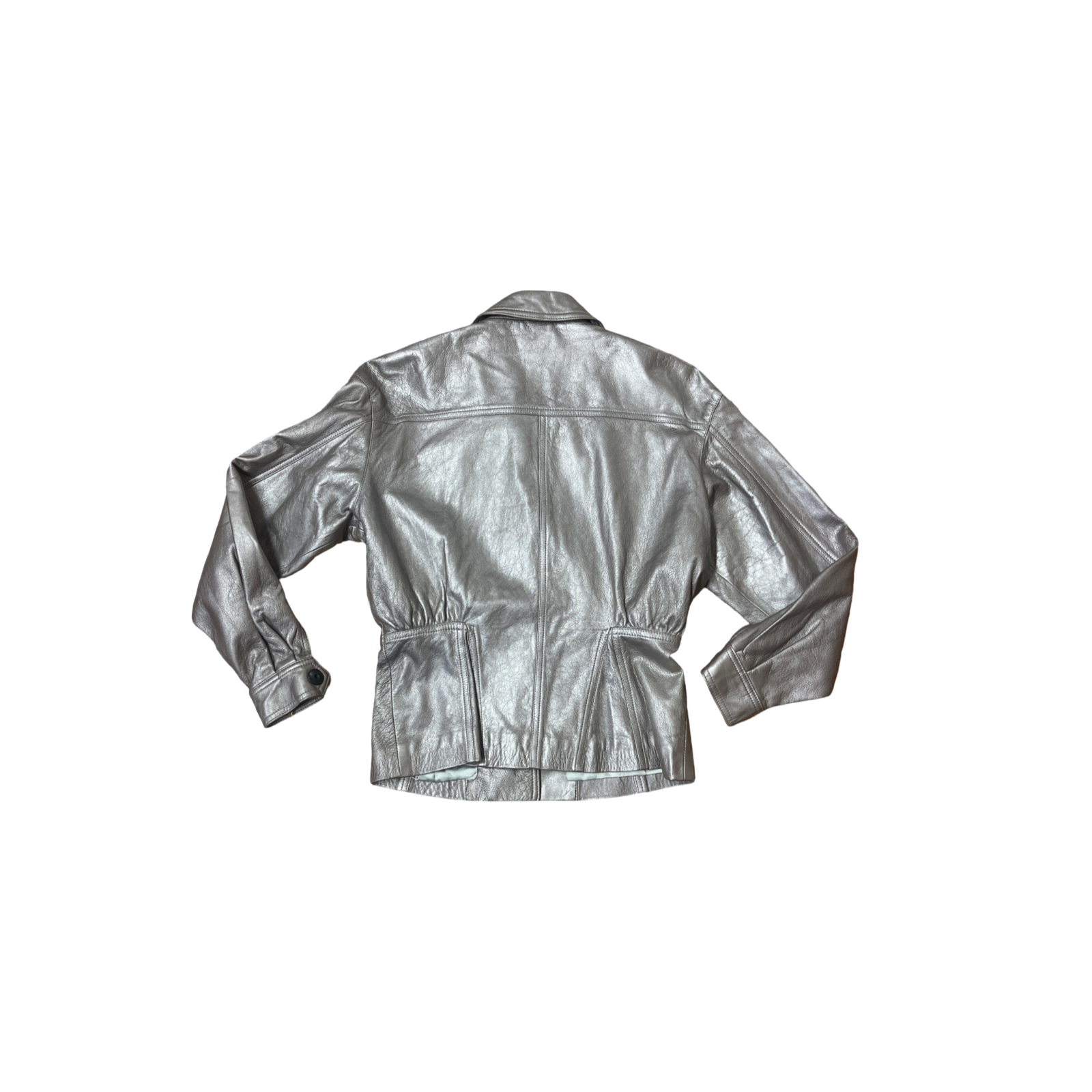 80's Rue Royale Silver Leather Jacket