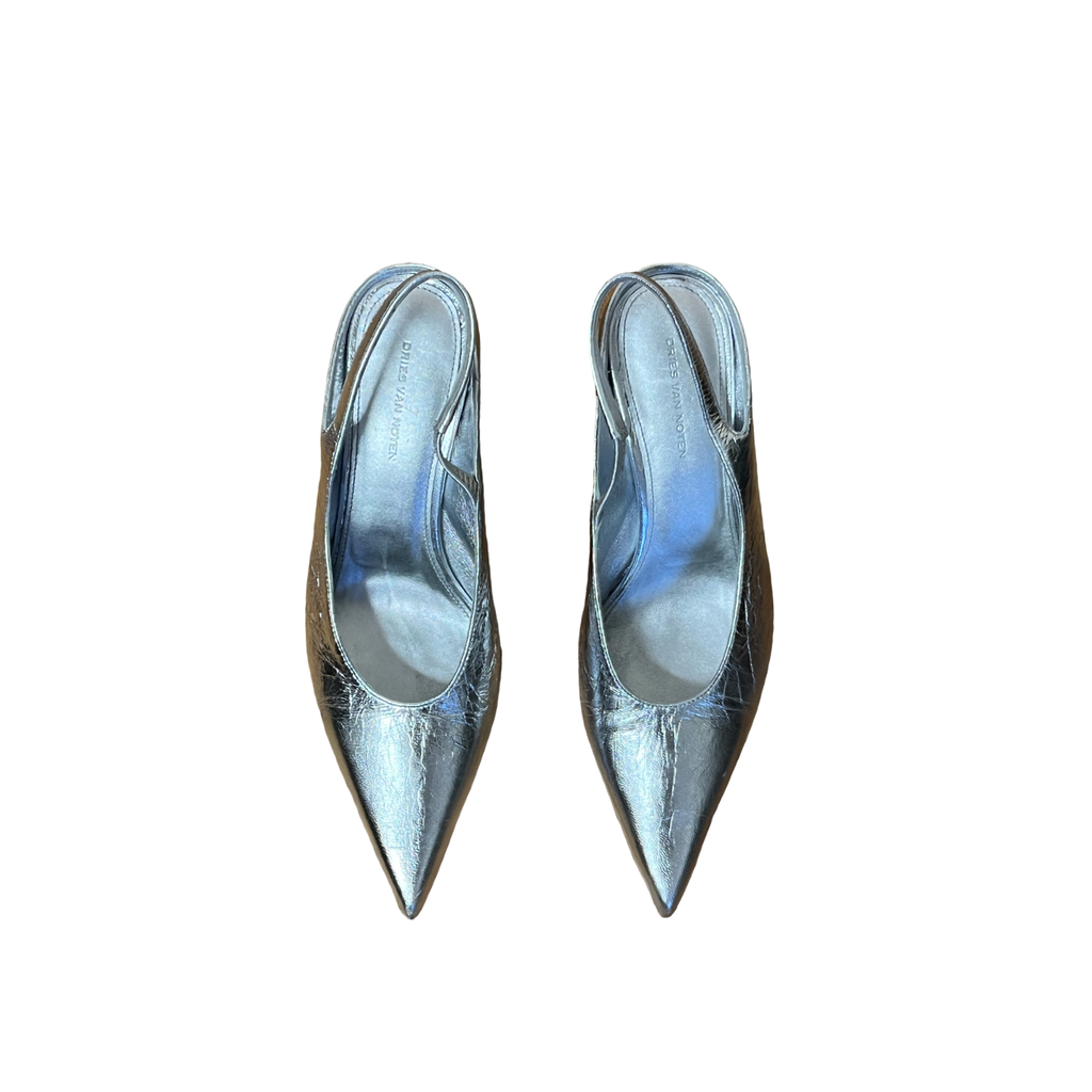 Dries Van Noten Silver Slingbacks