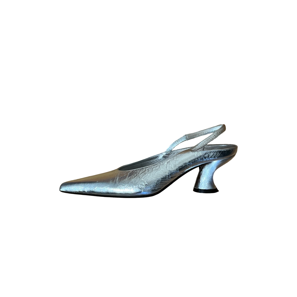 Dries Van Noten Silver Slingbacks